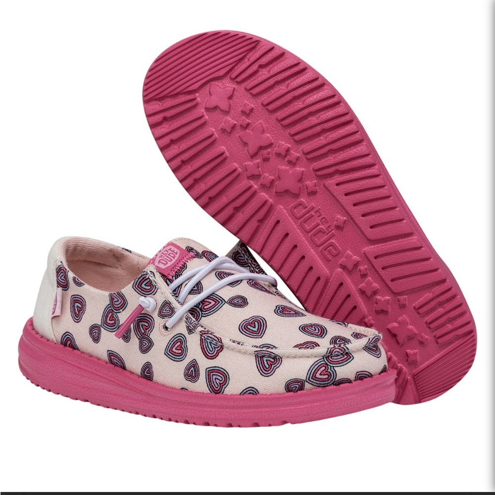 Hey Dude Youth Wendy Heart Print Slip Ons